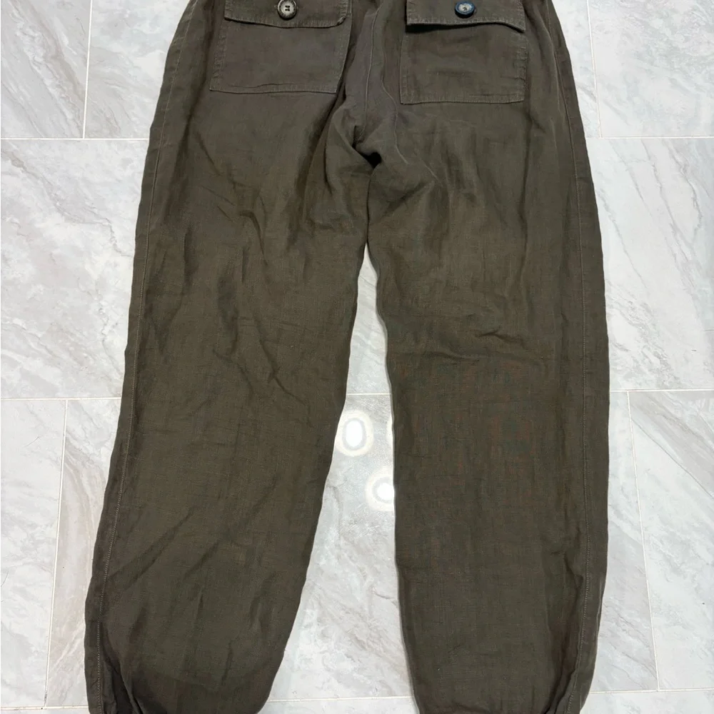 Hard Tail Linen Joggers Olive Moss Boho Coastal Lounge Small - Picture 2 of 8